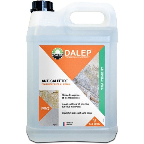 DALEP Anti-Salpêtre (20L) Élimine le salpêtre et les moisissures. Préventif et curatif; Intérieur / Extérieur; Laisse respirer le support