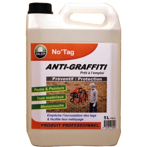 DALEP NO’TAG Protection Anti-Graffiti (5L) Protection contre les graffitis. Préventif: empêche les tags des’incruster dans le support. Facilite leur nettoyage.