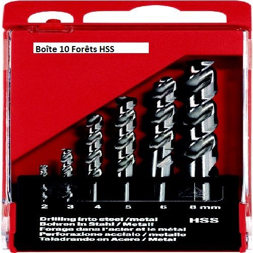 Mèche hélicoïdale <br>acier HSS 1-10 MM jeu