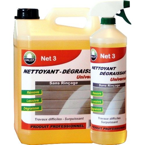 DALEP NET 3 Nettoyant Dégraissant UNIVERSEL (5L) Nettoyant dégraissant surpuissant pour travaux difficiles.Du sol au plafond Idéal pour le nettoyage avant remise en peinture.