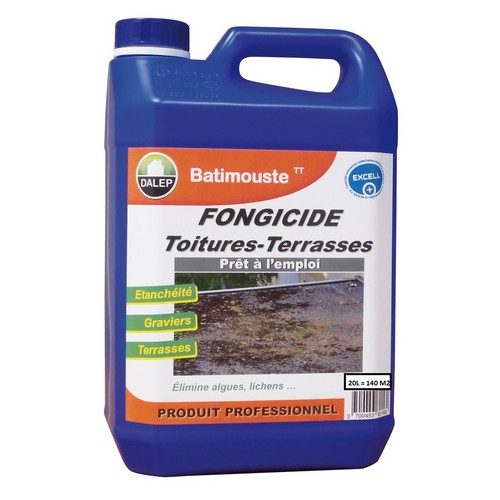 DALEP BATIMOUSTE TT fongicide prêt à l’emploi spécialement conçu pour lestoitures-terrasses et les surfaces gravillonnées. Il élimine les lichens,champignons