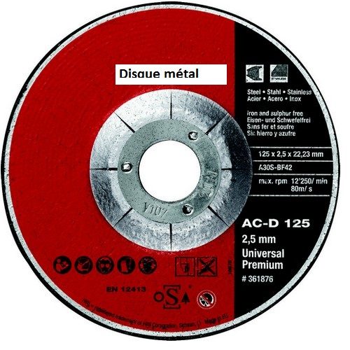 Disque acier à découper standard 125* 2.5 mm