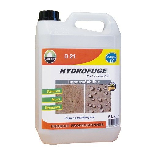 D 21 HYDROFUGE & OLEOFUGE à pulvériser (5L) un produit au fort pouvoir imperméabilisant contre l’eau et les graisses. Il s’applique sur toitures, murs, terrasses… Non filmogène,