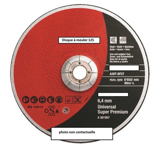 Disque à meuler acier standard 125 x 6.4mm