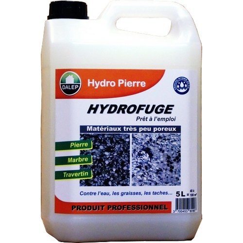 Dalep HYDRO-PIERRE Hydrofuge / Oléofuge (5L) est un hydrofuge spécialement conçu pour les matériaux très peu poreux et/ou sensibles,