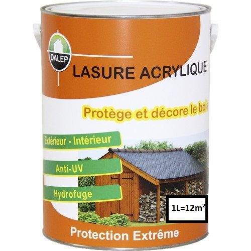 Lasure Acrylique Protection Extrême (1L) Protège et décore les bois neufs et anciens. Imperméabilise le bois et le protège contre les rayons UV du soleil. Séchage en 2 heures Qualité Professionnelle