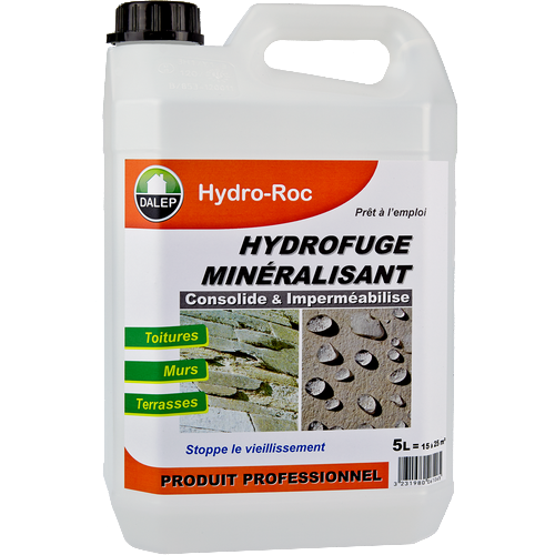 DALEP HYDRO-ROC (5L )Hydrofuge minéralisant est un hydrofuge minéralisant spécialement conçupour la consolidation et l’imperméabilisation des matériaux