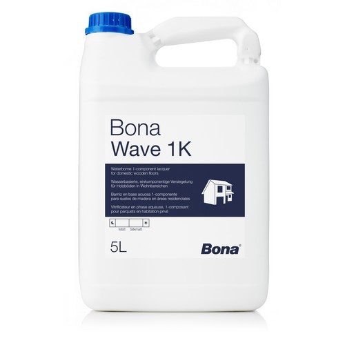 Vitrificateur Bona Wave 1K Satiné (5L) Vitrificateur destiné à la protection de parquets résidentiels et parquets soumis à untrafic normal.